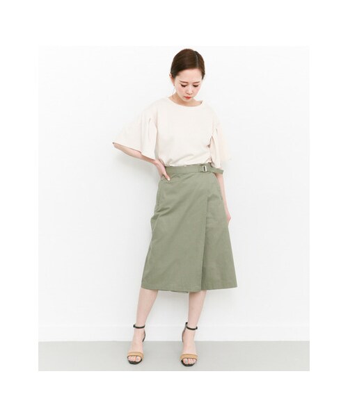 KBF（ケイビーエフ）の「ラップガウチョパンツ（パンツ・レディース・ICE/L/KHAKI/L/BROWN・one）」の7枚目の写真