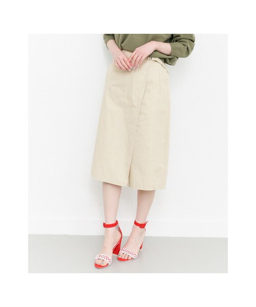 KBF（ケイビーエフ）の「ラップガウチョパンツ（パンツ・レディース・ICE/L/KHAKI/L/BROWN・one）」の4枚目の写真