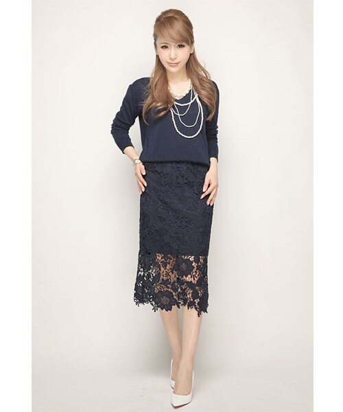 Rocotta by MOERY（ロコッタ）の「Rocotta(ロコッタ) Vネックニットトップス（ニット/セーター・レディース・ホワイト/ネイビー/ペールグレー/アイスブルー/スモーキーピンク・FREE）」の20枚目の写真