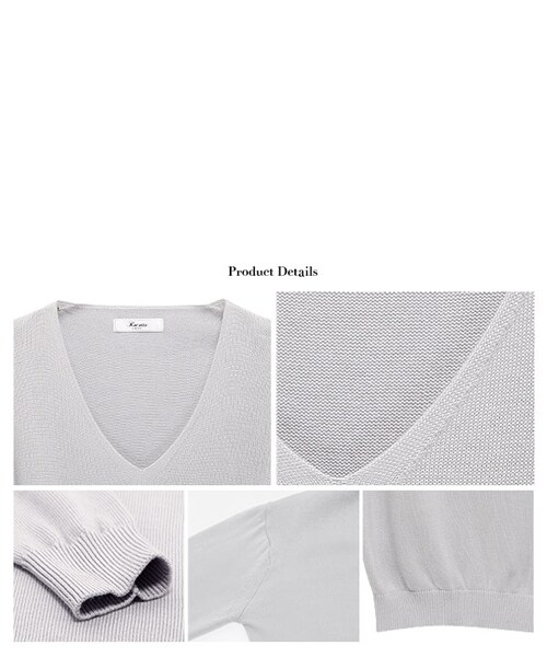 Rocotta by MOERY（ロコッタ）の「Rocotta(ロコッタ) Vネックニットトップス（ニット/セーター・レディース・ホワイト/ネイビー/ペールグレー/アイスブルー/スモーキーピンク・FREE）」の16枚目の写真