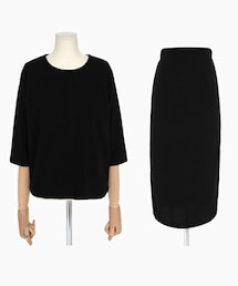 DHOLIC | 7部丈ラウンドネックプルオーバー＆ウエストゴムタイトミディスカートSET(その他トップス)