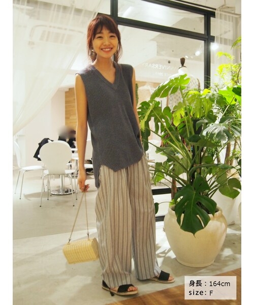 Ungrid（アングリッド）の「ワイドラフタックパンツ（パンツ・レディース・オフホワイト/ブルー・F）」の5枚目の写真