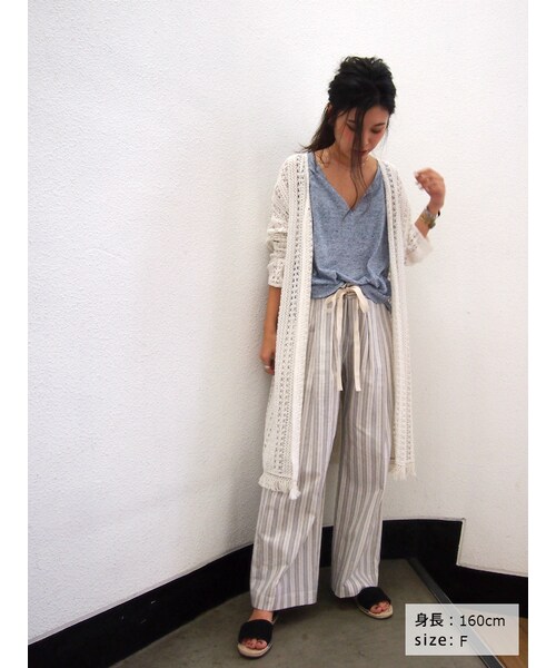 Ungrid（アングリッド）の「ワイドラフタックパンツ（パンツ・レディース・オフホワイト/ブルー・F）」の7枚目の写真