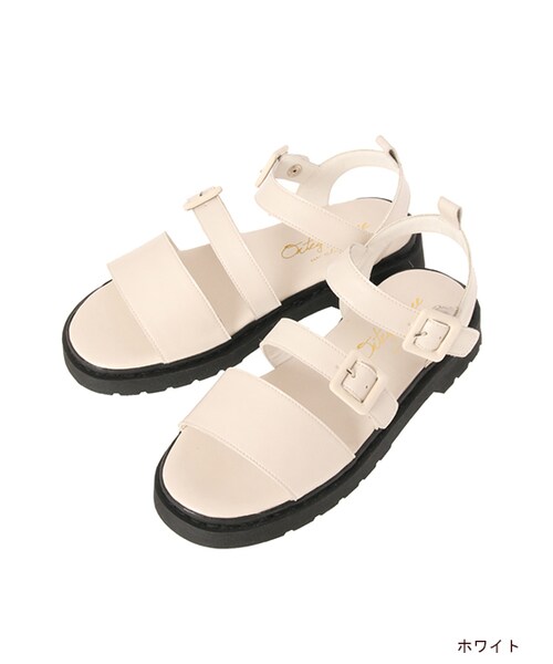 w closet(ダブルクローゼット)の「ストラップサンダル(シューズ・レディース・ホワイト/ブラック・M/L)」の1枚目の写真