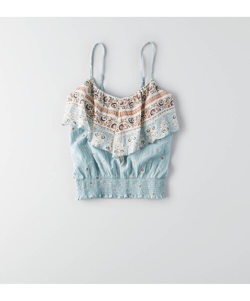 American Eagle（アメリカンイーグル）の「AEOプリントキャミ（シャツ/ブラウス・レディース・ブラック/ホワイト/ミント・XXS/XS/S/M/L/XL）」の3枚目の写真