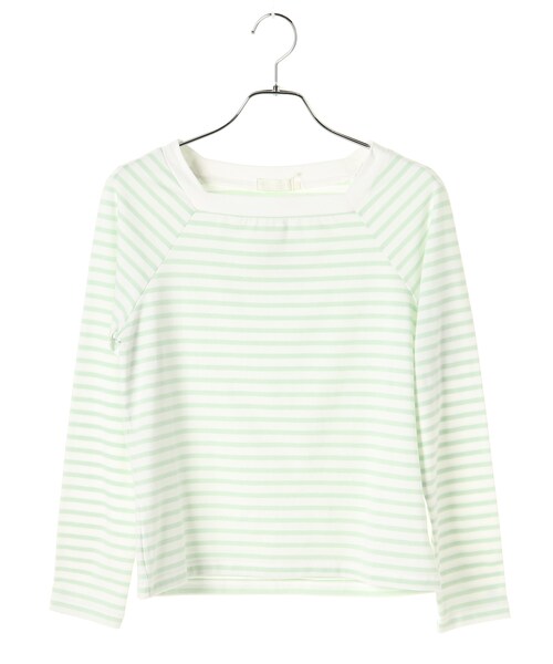 earth music&ecology(アースミュージックアンドエコロジー)の「<WEB限定大きな・小さなサイズ>スクエアネックボーダープルオーバー(トップス・アイボリー/ブラック/ライトピンク/ミント/サックスブルー/ネイビー・XS/L)」の3枚目の写真