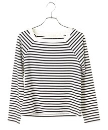 earth music&ecology | ＜WEB限定大きな・小さなサイズ＞スクエアネックボーダープルオーバー(トップス)