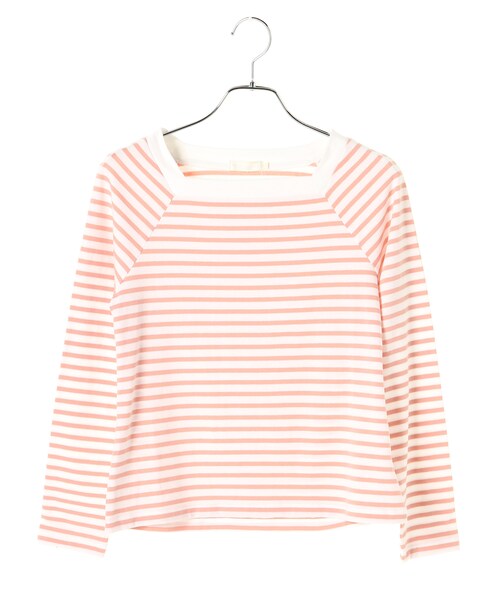 earth music&ecology(アースミュージックアンドエコロジー)の「<WEB限定大きな・小さなサイズ>スクエアネックボーダープルオーバー(トップス・アイボリー/ブラック/ライトピンク/ミント/サックスブルー/ネイビー・XS/L)」の5枚目の写真