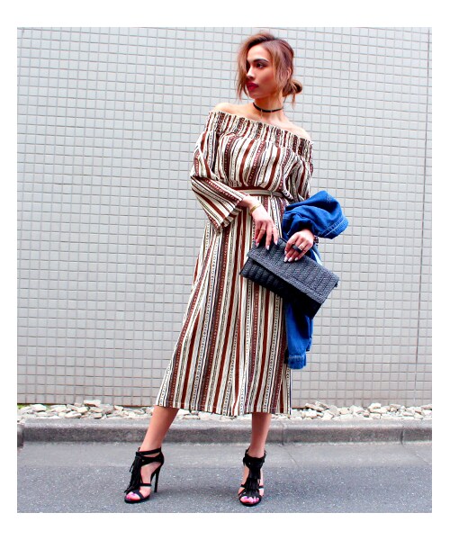 ANAP（アナップ）の「エスニック柄ロングガウチョパンツ【別売りSETUP】（パンツ・レディース・ブラウン/ブラック・one size）」の6枚目の写真