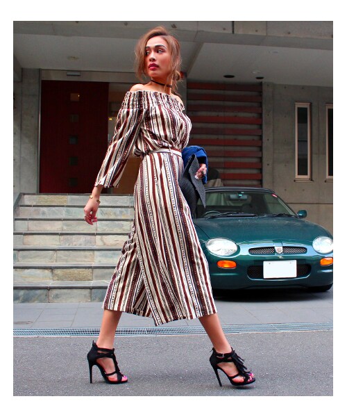 ANAP（アナップ）の「エスニック柄ロングガウチョパンツ【別売りSETUP】（パンツ・レディース・ブラウン/ブラック・one size）」の4枚目の写真