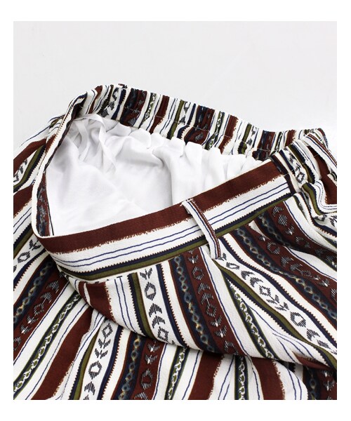 ANAP（アナップ）の「エスニック柄ロングガウチョパンツ【別売りSETUP】（パンツ・レディース・ブラウン/ブラック・one size）」の10枚目の写真