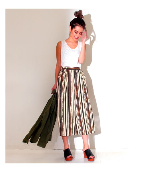 ANAP（アナップ）の「エスニック柄ロングガウチョパンツ【別売りSETUP】（パンツ・レディース・ブラウン/ブラック・one size）」の7枚目の写真