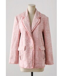 imvely | ピンクツィードテーラードジャケット(テーラードジャケット)