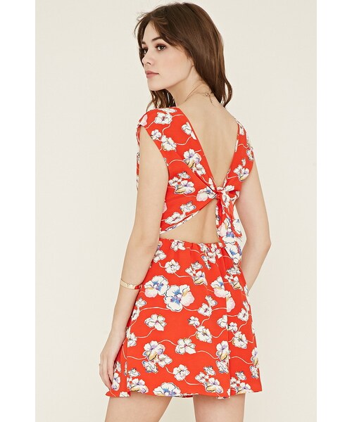 FOREVER 21(フォーエバー トゥエンティーワン)の「FOREVER 21 abstract floral print dress(ワンピース・レディース・Red・S/M/L)」の4枚目の写真