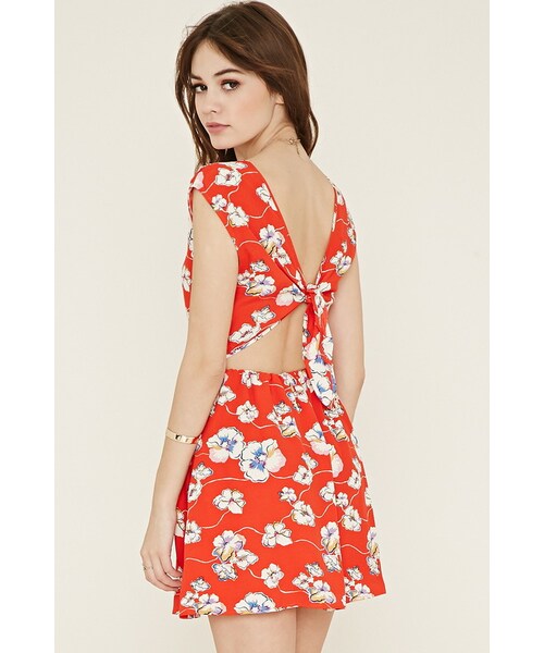 FOREVER 21(フォーエバー トゥエンティーワン)の「FOREVER 21 abstract floral print dress(ワンピース・レディース・Red・S/M/L)」の1枚目の写真