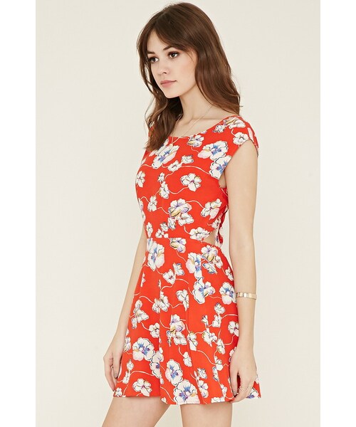 FOREVER 21(フォーエバー トゥエンティーワン)の「FOREVER 21 abstract floral print dress(ワンピース・レディース・Red・S/M/L)」の2枚目の写真