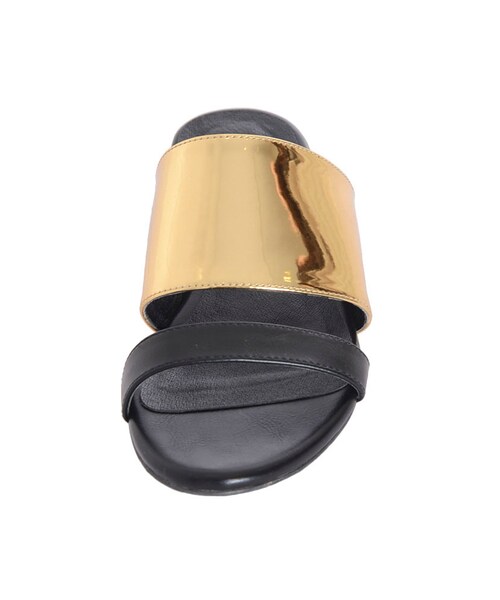 EVRIS（エヴリス）の「メタリックフラットサンダル（シューズ・レディース・ホワイト/ブラック・M/L）」の6枚目の写真