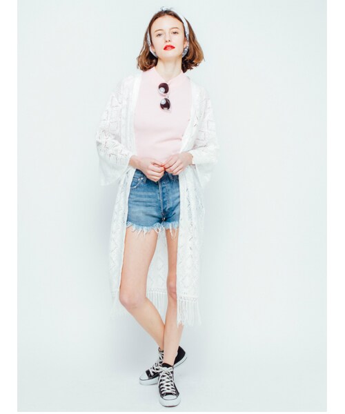 jouetie（ジュエティ）の「半袖ちびニット（トップス・レディース・ベビーピンク/オレンジ/ターコイズ/ダークミックス・M）」の6枚目の写真