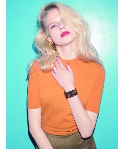 jouetie（ジュエティ）の「半袖ちびニット（トップス・レディース・ベビーピンク/オレンジ/ターコイズ/ダークミックス・M）」の5枚目の写真