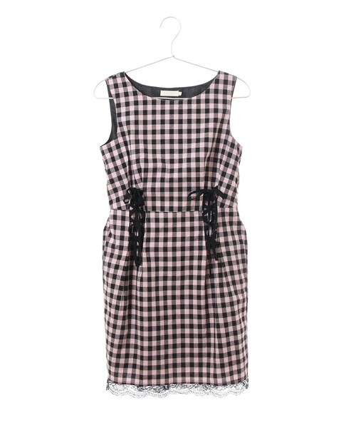 Earth Music Ecology アースミュージックアンドエコロジー の Larmeコラボワンピ ギンガムチェックレースアップワンピース ワンピース ドレス Wear