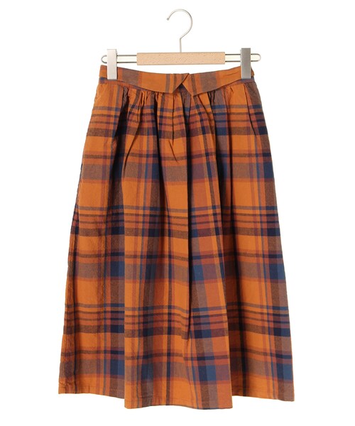 ehka sopo（エヘカソポ）の「キャンバスチェックスカート（スカート・チャコールグレー/レッド/ベージュ/キャメル・M）」の2枚目の写真