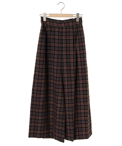 ehka sopo（エヘカソポ）の「T/Rチェックワイドパンツ（パンツ・グレー/ブラウン/グリーン・M）」の2枚目の写真