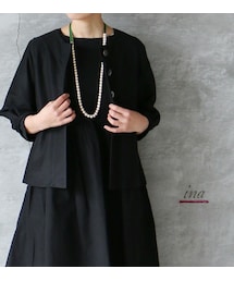 ina- | ina バックリボン麻混ジャケット(その他アウター)