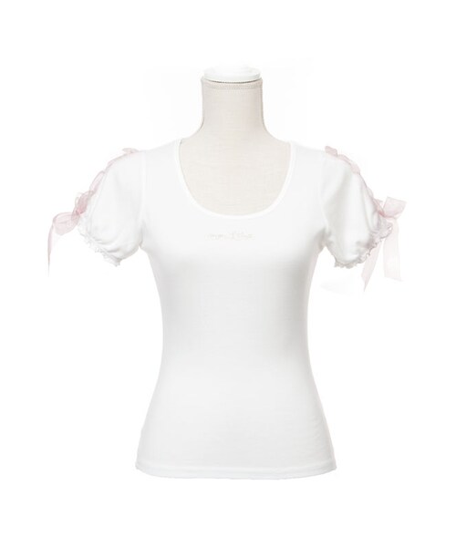 mon Lily（モンリリィ）の「シンプルロゴTシャツ（トップス・レディース・Aホワイト/Aピンク/Aブルーグレー/Aブラック/Bホワイト/Bピンク/Bブルーグレー/Bブラック/Cホワイト/Cピンク/Cブルーグレー/Cブラック・M/L）」の3枚目の写真