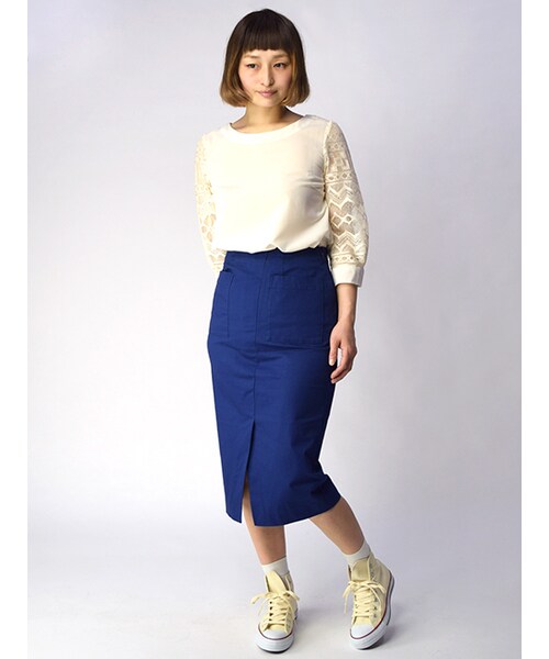 w closet（ダブルクローゼット）の「前スリットタイトスカート（スカート・レディース・ベージュ/オレンジ/ブルー・FREE）」の11枚目の写真