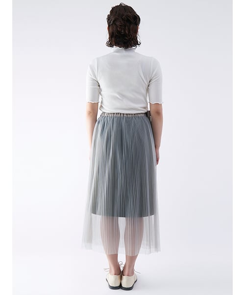 w closet（ダブルクローゼット）の「巻きチュールスカート×ツイルスカート（スカート・レディース・ベージュ×キャメル/グレー×カーキ・FREE）」の5枚目の写真