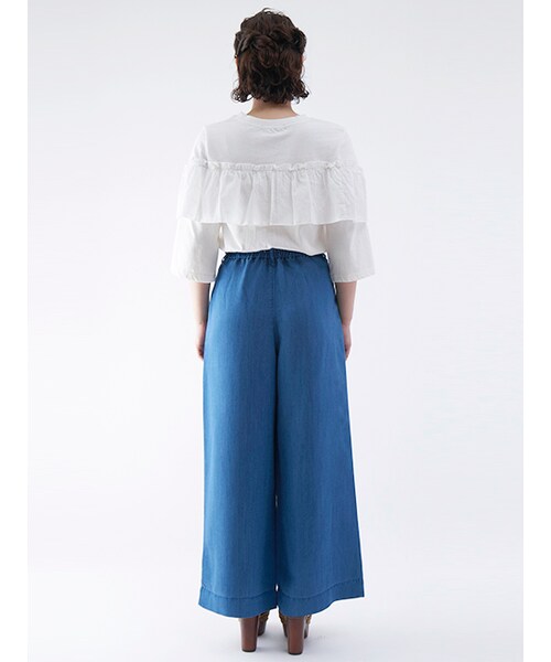 w closet（ダブルクローゼット）の「デニムタックワイドパンツ（パンツ・レディース・ブルー/ネイビー・FREE）」の5枚目の写真