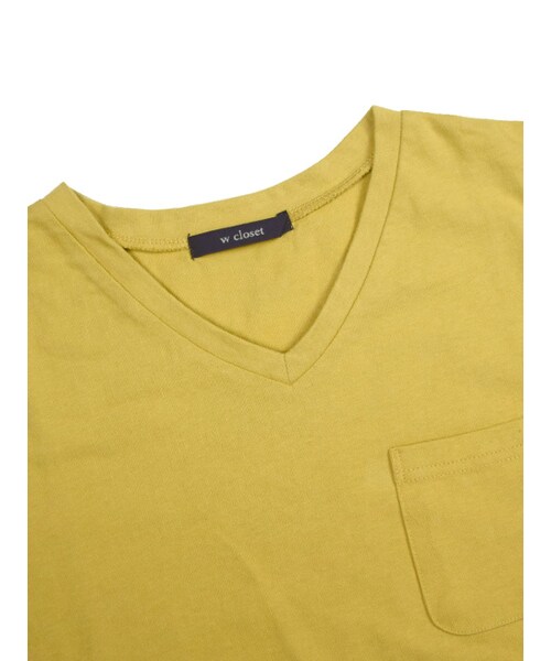 w closet(ダブルクローゼット)の「Vネックポケ付きTシャツ(トップス・レディース・オフホワイト/Sイエロー/カーキ/ブラック・FREE)」の8枚目の写真