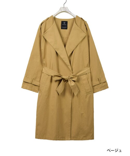 w closet（ダブルクローゼット）の「ツイルノーカラートレンチコート（ジャケット/アウター・レディース・サンドベージュ/ベージュ・FREE）」の2枚目の写真