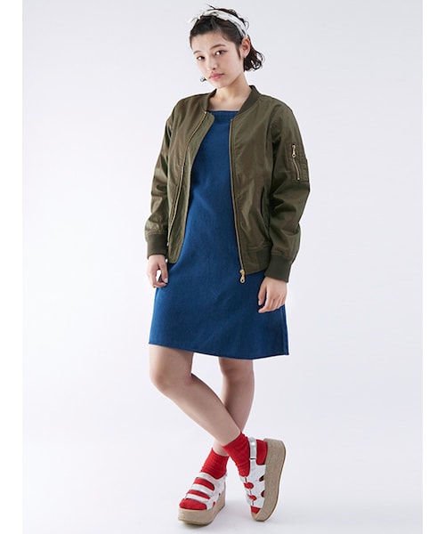 w closet（ダブルクローゼット）の「MA-1ブルゾン（ジャケット/アウター・レディース・ブラック/カーキ/ネイビー・FREE）」の11枚目の写真