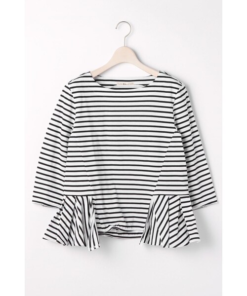 Droite lautreamont（ドロワットロートレアモン）の「ペプラムカットソー（トップス・レディース・ネイビー/オフ系/ブルー系・M）」の2枚目の写真