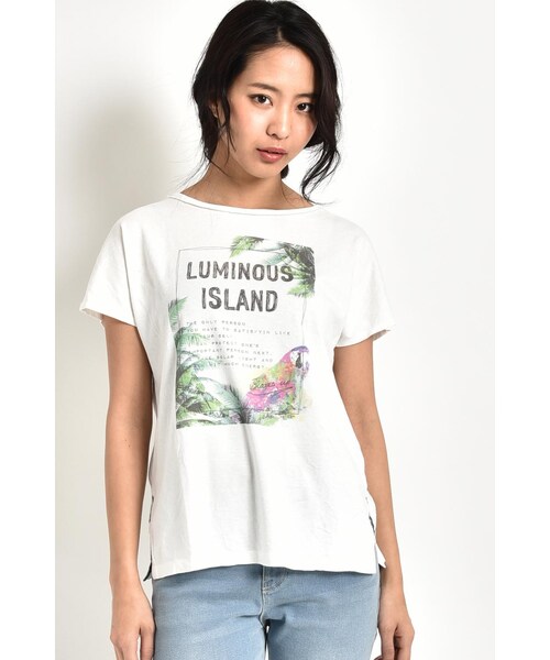 LIPSTAR（リップスター）の「LUMINOUS-T（トップス・レディース・オフホワイト/柄物オフホワイト/柄物オフ、ベージュ・M）」の3枚目の写真