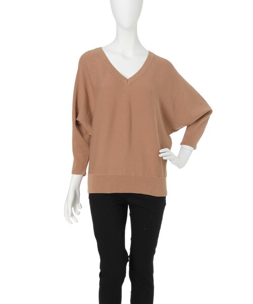 LAGUNAMOON（ラグナムーン）の「ドルマンVネックニット（トップス・レディース・ホワイト/アイスブルー/ネイビー/ベージュ・F）」の5枚目の写真