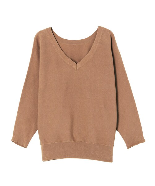 LAGUNAMOON（ラグナムーン）の「ドルマンVネックニット（トップス・レディース・ホワイト/アイスブルー/ネイビー/ベージュ・F）」の2枚目の写真