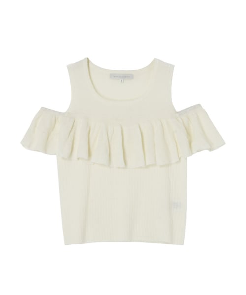 MERCURYDUO(マーキュリーデュオ)の「【DUO】 ブークレフリルニット(トップス・レディース・オフホワイト/オレンジ/ベージュ・F)」の1枚目の写真