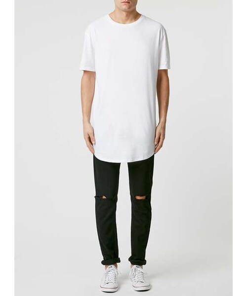 TOPMAN（トップマン）の「White Curved Hem Longline T-Shirt（Tシャツ/カットソー・メンズ・White・XXS/S/L/XL/XXL）」の5枚目の写真