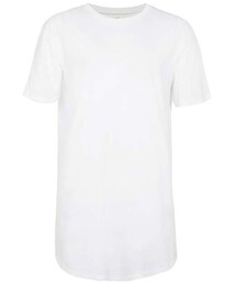 TOPMAN | White Curved Hem Longline T-Shirt(Tシャツ/カットソー)