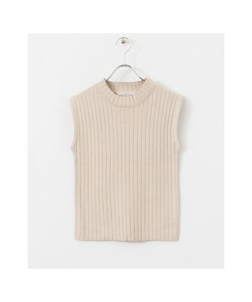 KBF（ケイビーエフ）の「WIDEリブニットタンク（トップス・レディース・GREEN/BEIGE/NAVY・one）」の2枚目の写真