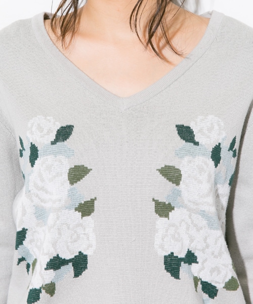 CLANE（クラネ）の「W BOUQUET V-NECK KNIT ブラック（）」 - WEAR