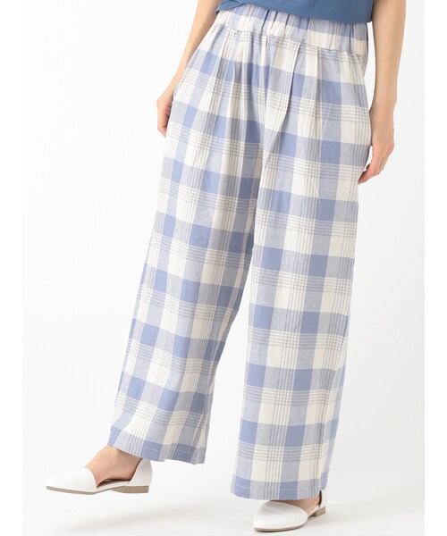 earth music&ecology（アースミュージックアンドエコロジー）の「チェックワイドパンツ（パンツ・ブラック/ブルー・F）」の3枚目の写真