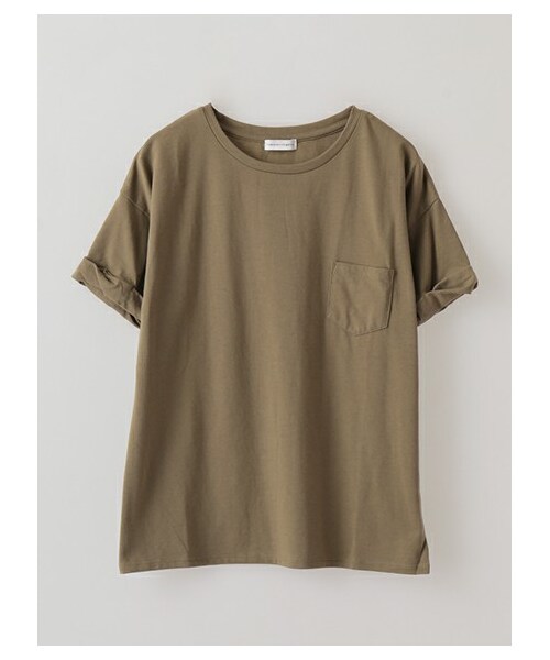 E hyphen world gallery（イーハイフンワールドギャラリー）の「SS 20/-CO胸ポケットTシャツ（トップス・オフホワイト/杢ライトグレー/ブラック/レッド/キャメル/カーキ/ライトブルー/ネイビー・F）」の5枚目の写真