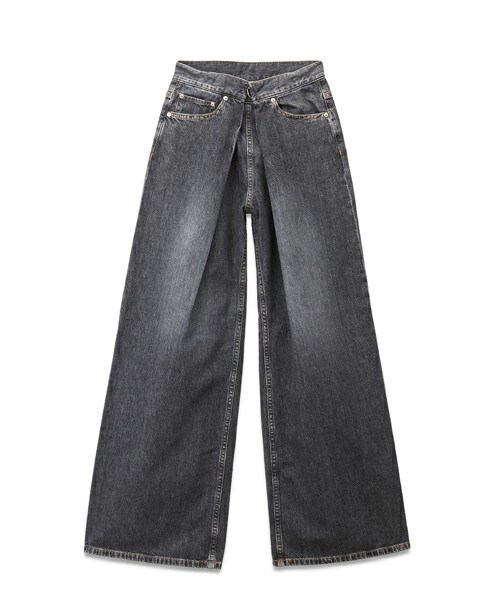 JOHN LAWRENCE SULLIVAN(ジョンローレンスサリバン)の「JOHN LAWRENCE SULLIVAN ウォッシュデニムワイドパンツ(デニムパンツ・レディース・ブラック/ダークブルー・6/8)」の10枚目の写真