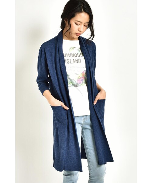 LIPSTAR（リップスター）の「ショールニットカーデ（トップス・レディース・オフホワイト/レッド/ネイビー/ベージュ・M）」の4枚目の写真