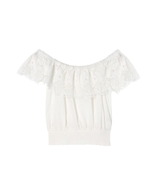 MURUA（ムルーア）の「【FEMININE】コットンレースオフショルトップス（トップス・レディース・ホワイト/ブラック・1/2）」の9枚目の写真