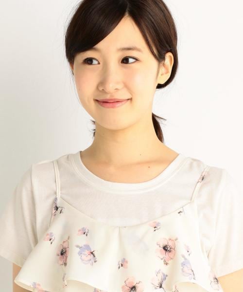 RAY CASSIN（レイカズン）の「花柄フリルオーバーキャミソール（トップス・レディース・ネイビー/ピンク/オフシロ・FREE）」の6枚目の写真