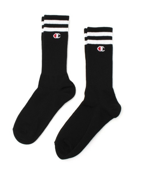 Champion(チャンピオン)の「ユニセックス チャンピオン フルレングスソックス Champion FULL LENGTH LINE SOCKS 2P CMSBH003(ソックス/靴下・メンズ・ホワイト/ブラック・SMALL/MEDIUM)」の2枚目の写真